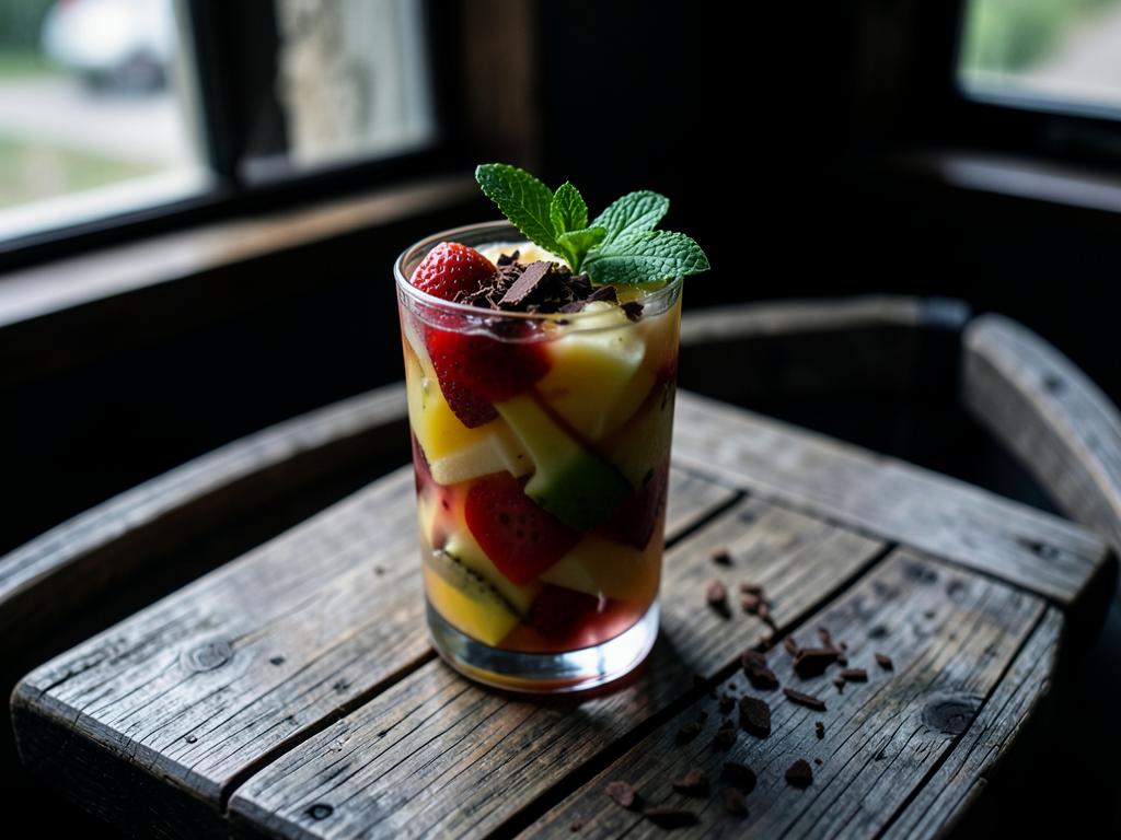 Tuorehedelmäcocktail mintulla ja suklaalla