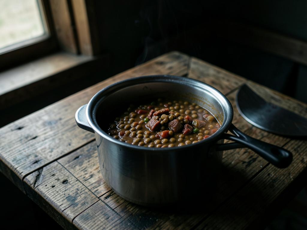Painekattilan linssit ja chorizo